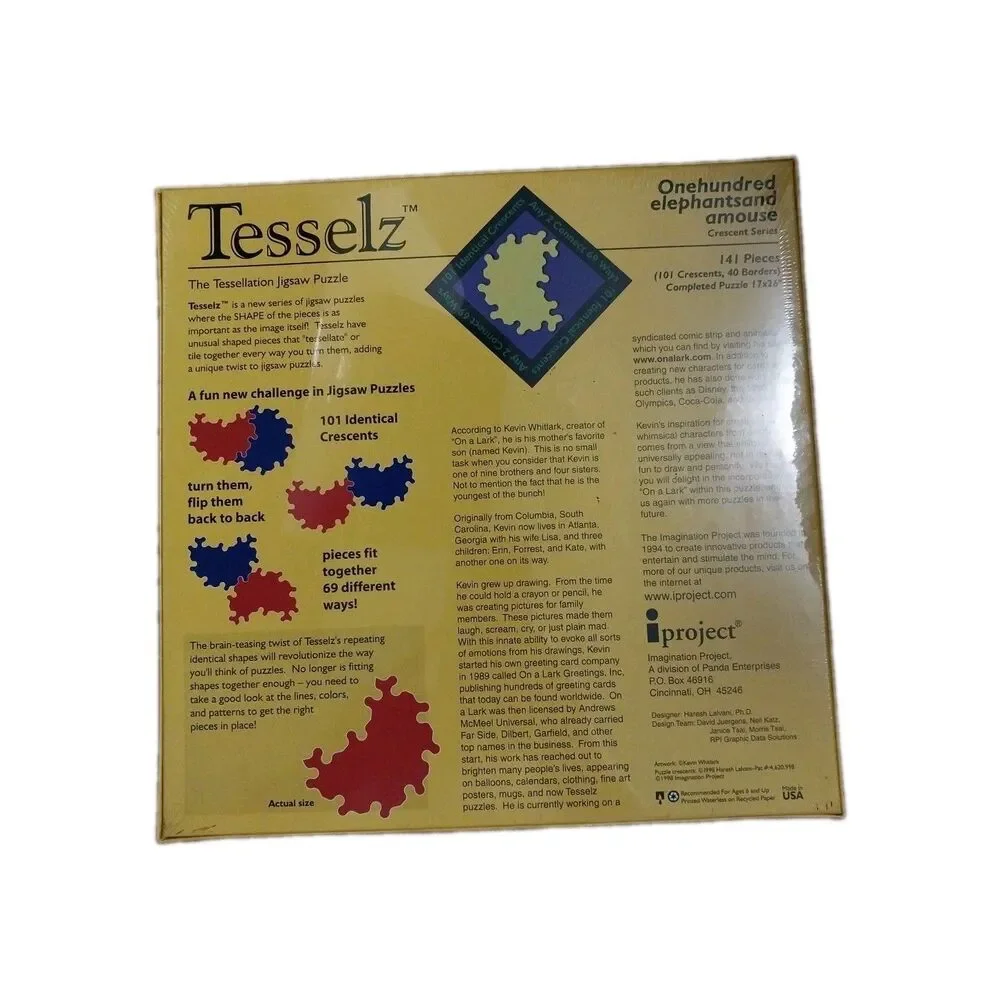 Tesselz One Hundred Elephants and a Mouse Puzzle Kevin Whitlark New Sealed 1998